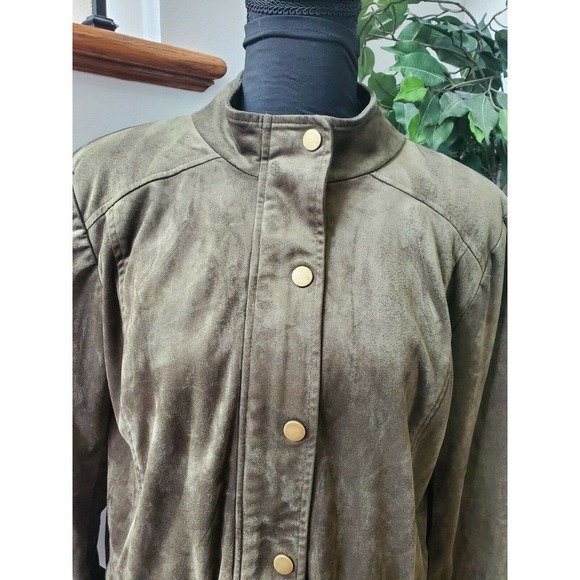 Linea Women Green Polyester Long Sleeve High Neck Full Zip Front Casual Jacket M - Picture 4 of 11